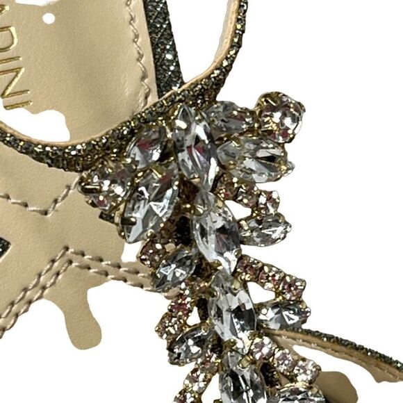 Adrienne Vittadini Gina gold glitter T strap open toe high heels size 7 - Picture 16 of 16